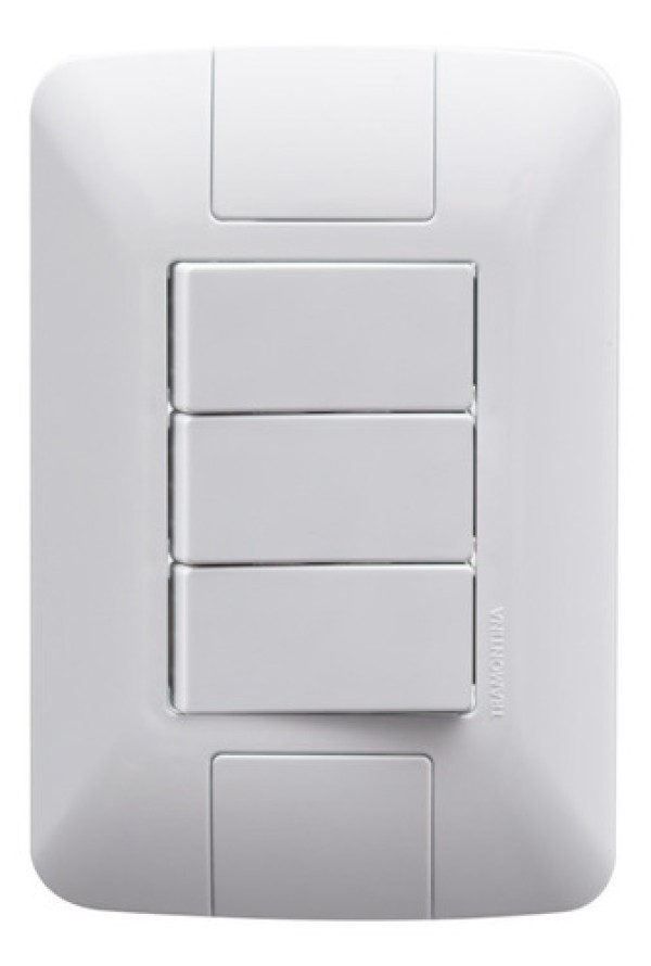 Encontraproduto.com.br - Conjunto 4x2 com 3 Interruptores Paralelos Aria Branco 6A 250V - 57241078 - Tramontina