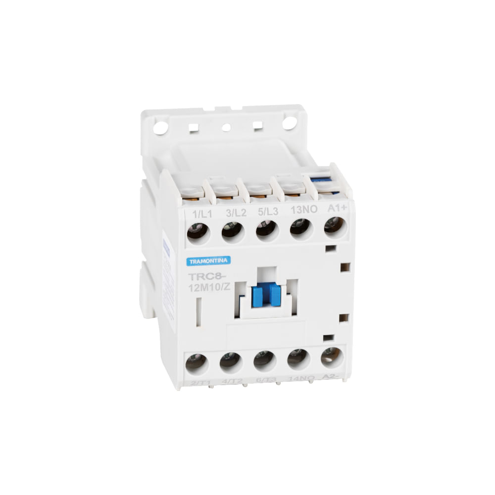 Encontraproduto.com.br - Mini Contator Tripolar Tramontina TRC 8-12M10/Z 12 A 24 Vcc 1NA
