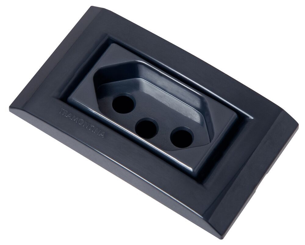 Encontraproduto.com.br - Conjunto 1 Tomada Para Moveis Liz 2 P+T 10A 250V Grafite Tramontina