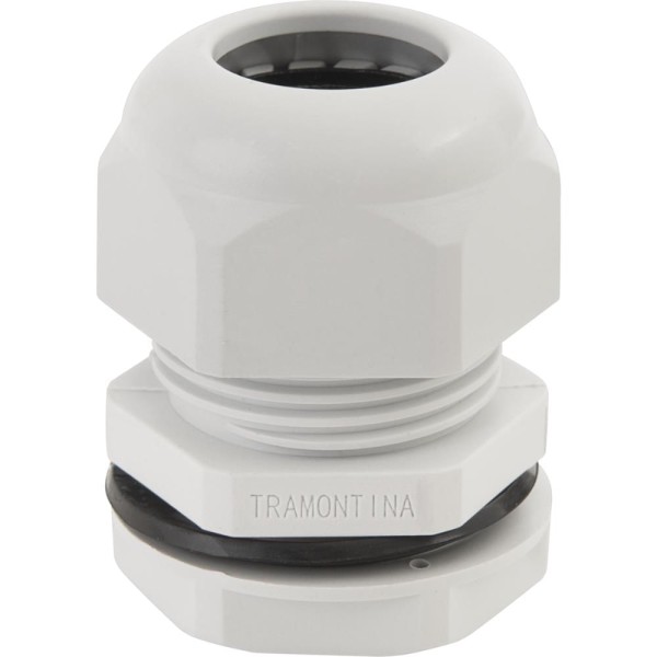 Encontraproduto.com.br - Conector prensa-cabo 3/8 polegada Tramontina em termoplástico cinza com bucha
