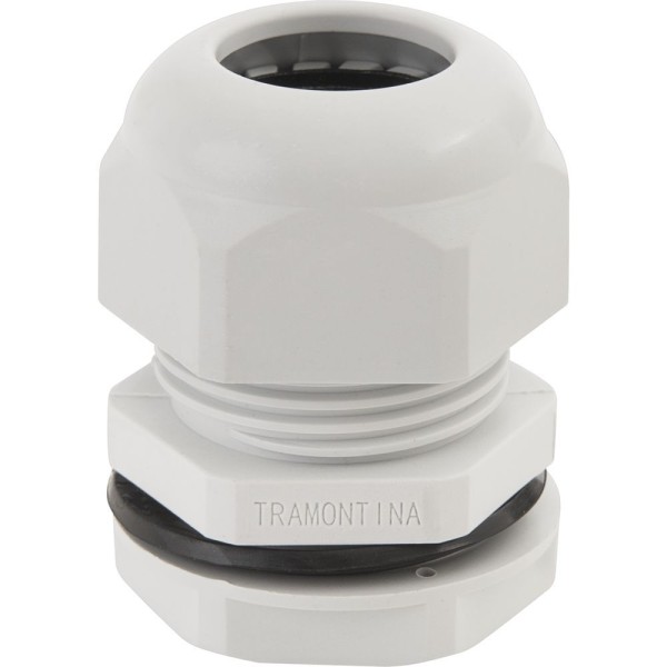 Encontraproduto.com.br - Conector prensa-cabo 1/2 polegada Tramontina em termoplástico cinza com bucha