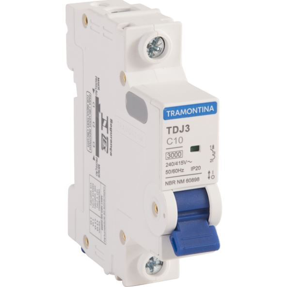 Encontraproduto.com.br - Disjuntor Tdj3 10 Amperes Unipolar Branco Tramontina