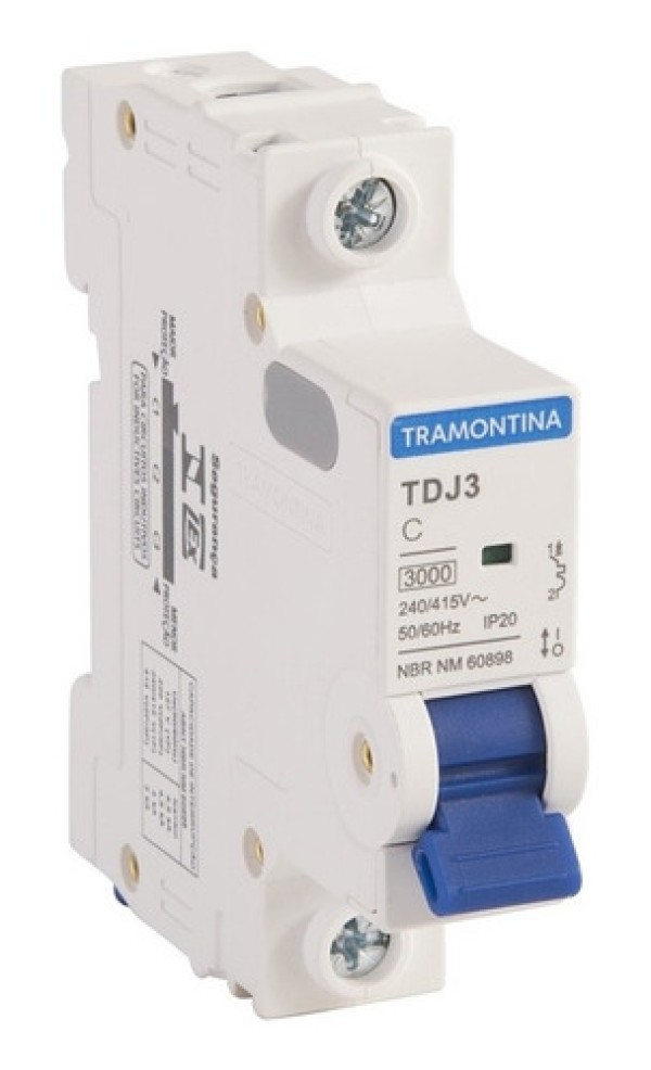 Minidisjuntor TDJ3 1P 16A 3 kA curva C Tramontina