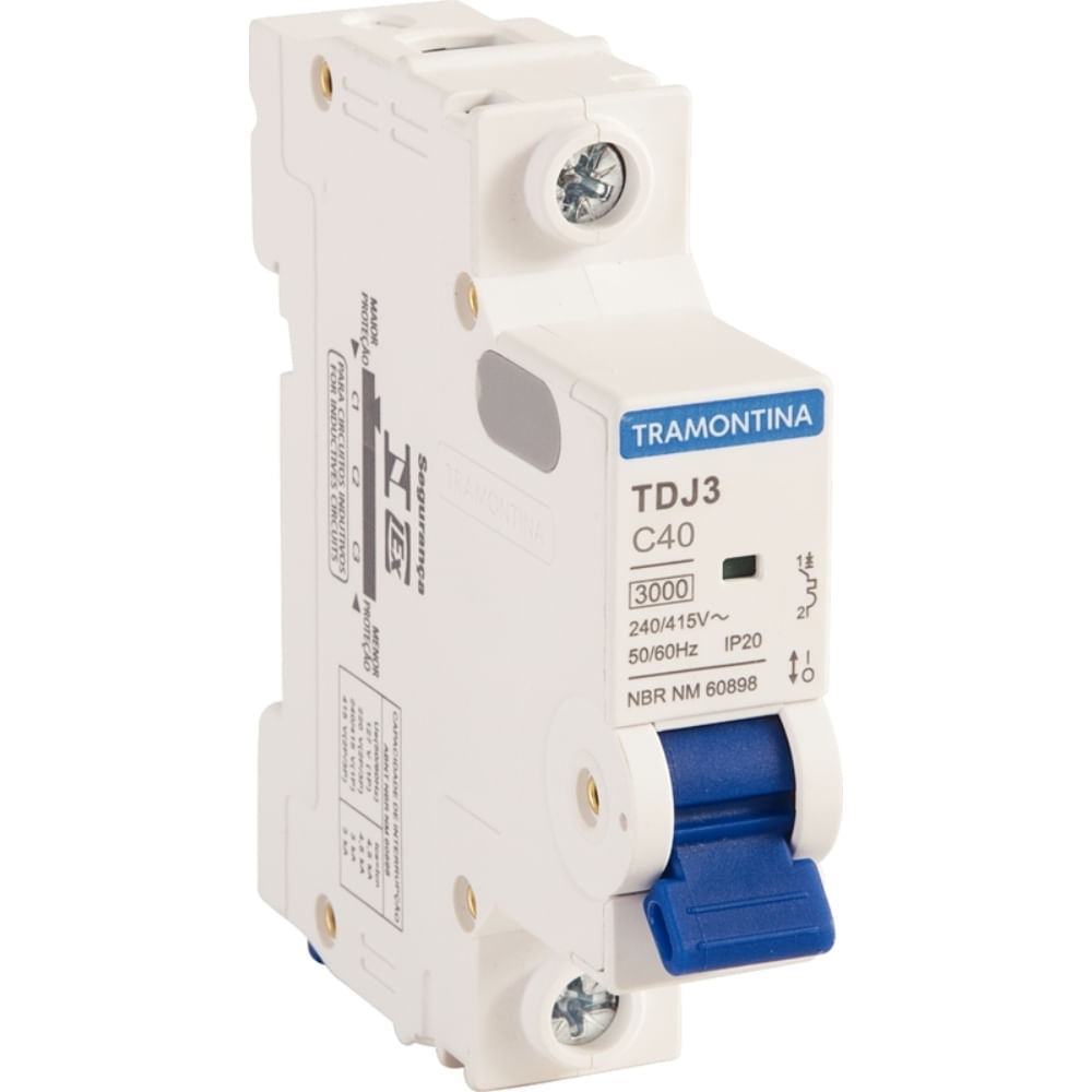 Encontraproduto.com.br - Disjuntor Tdj3 40 Amperes Unipolar Branco Tramontina