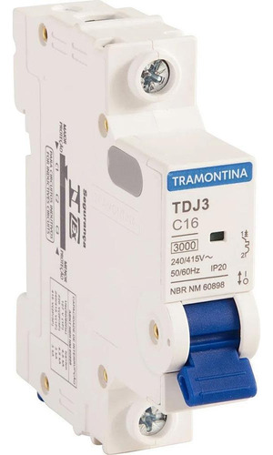 Encontraproduto.com.br - Disjuntor Tdj3 40 Amperes Unipolar Branco Tramontina