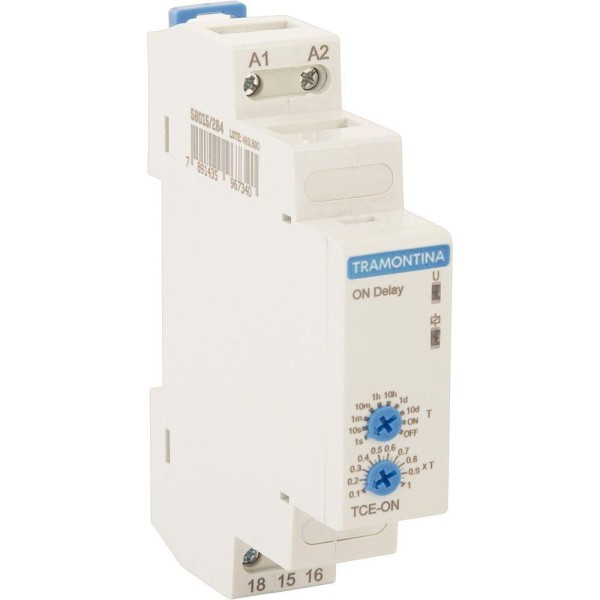 Encontraproduto.com.br - Relé Temporizador Tramontina On Delay 24-240 V 0,1s A 10d Ac/dc 8 A Ac-1 Ou 2 A Ac-15 Tramontina