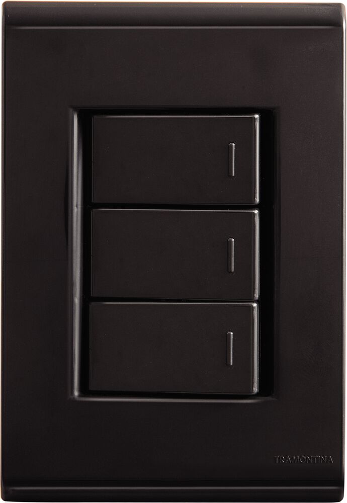 Encontraproduto.com.br - Conjunto 4x2 com 3 Interruptores Simples 10A 250V Liz Grafite - Tramontina.
