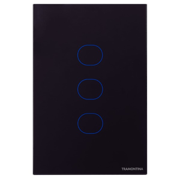 Encontraproduto.com.br - Interruptor Touch Wi-Fi Smart Tramontina Preto com 3 Canais