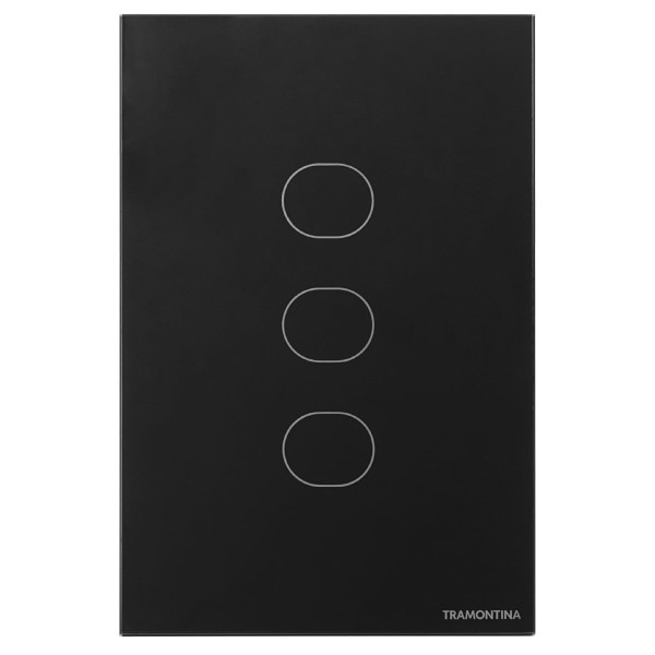 Encontraproduto.com.br - Interruptor Touch Wi-Fi Smart Tramontina Preto com 3 Canais