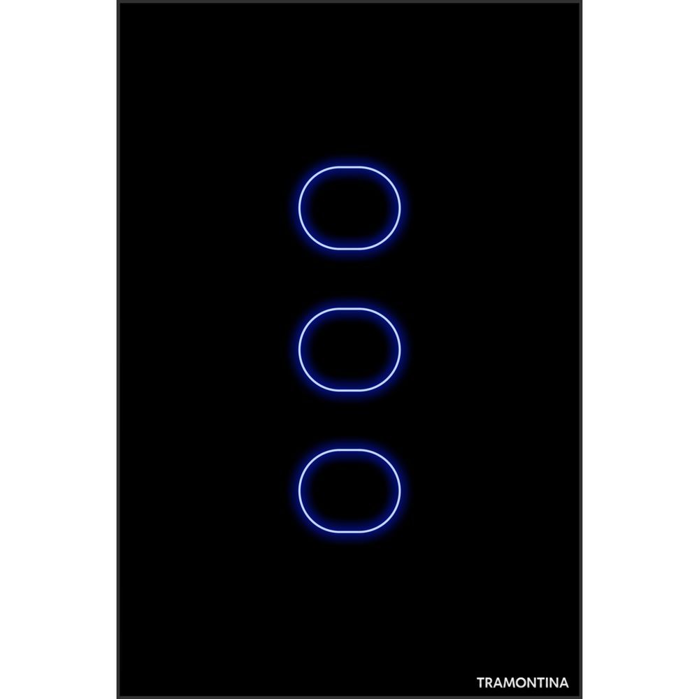 Encontraproduto.com.br - Interruptor Touch Wi-Fi Smart Tramontina Preto com 3 Canais