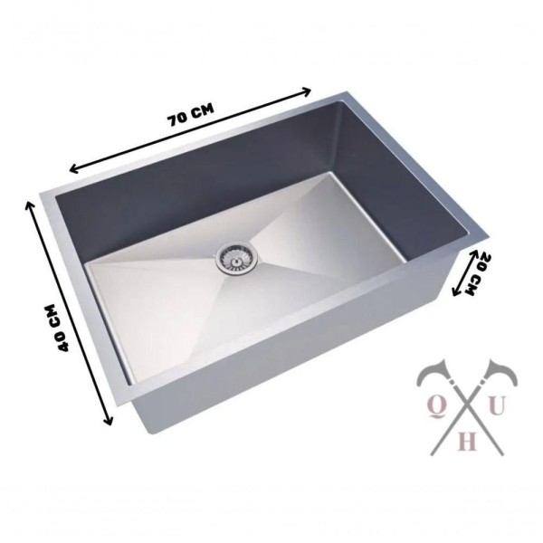 Cuba Inox Com Valvula De Embutir Quadrada 70x40 De Aço