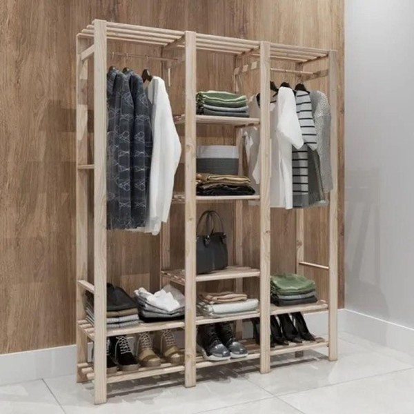 Encontraproduto.com.br - Porta Tênis Para Sala De Madeira Natural