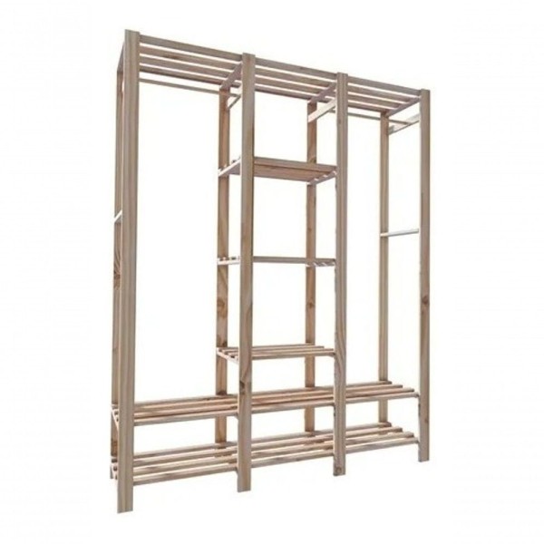 Encontraproduto.com.br - Organizador De Prateleira Dupla Arara Com Prateleira Closet
