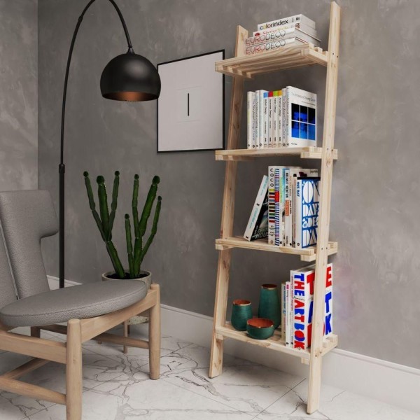 Encontraproduto.com.br - Armário De Lavanderia Modelo Escada C/4 Prateleiras Pinus Rustico