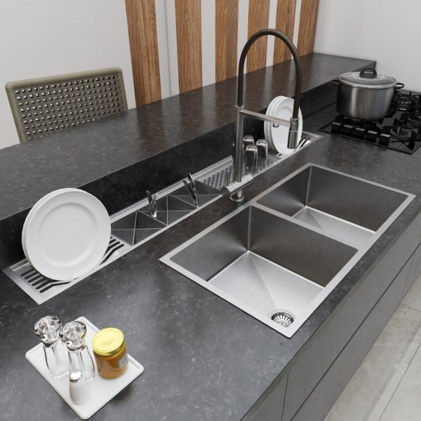 Encontraproduto.com.br - Escorredor P/ Louças Escovado Design Moderno Vasilhas