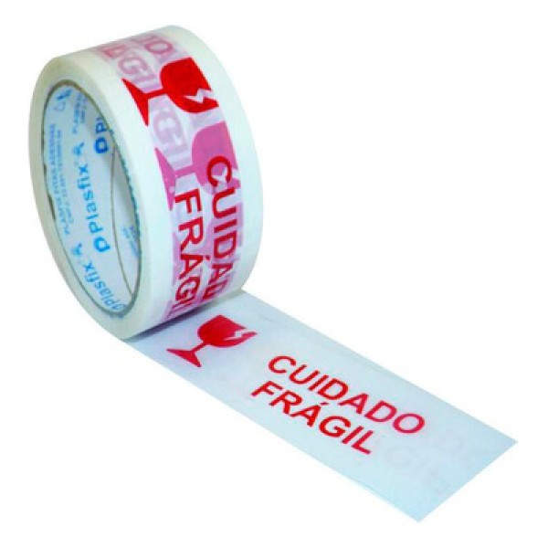 Fita Adesiva Cuidado Frágil para Embalagem 4,8cm X 50m - Plasfix