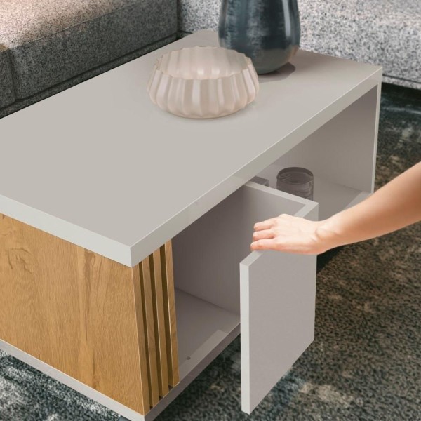 Encontraproduto.com.br - Mesa De Centro Ripada Com Mesa Para Notebook Havaí Fendi/freijó