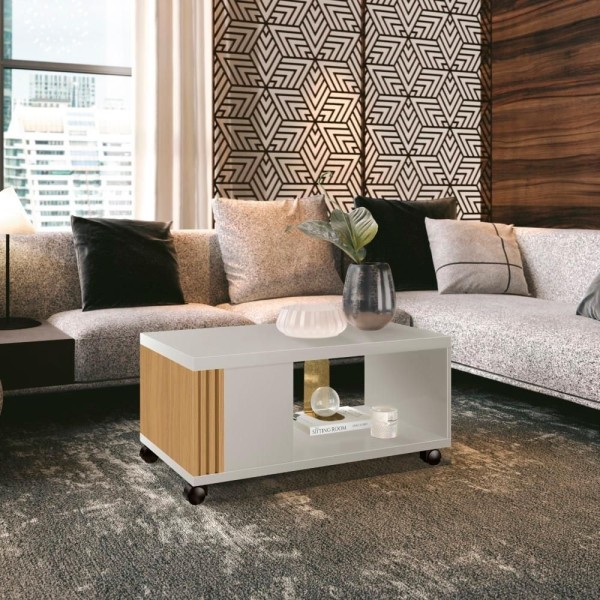 Encontraproduto.com.br - Mesa De Centro Ripada Com Mesa Para Notebook Havaí Fendi/freijó