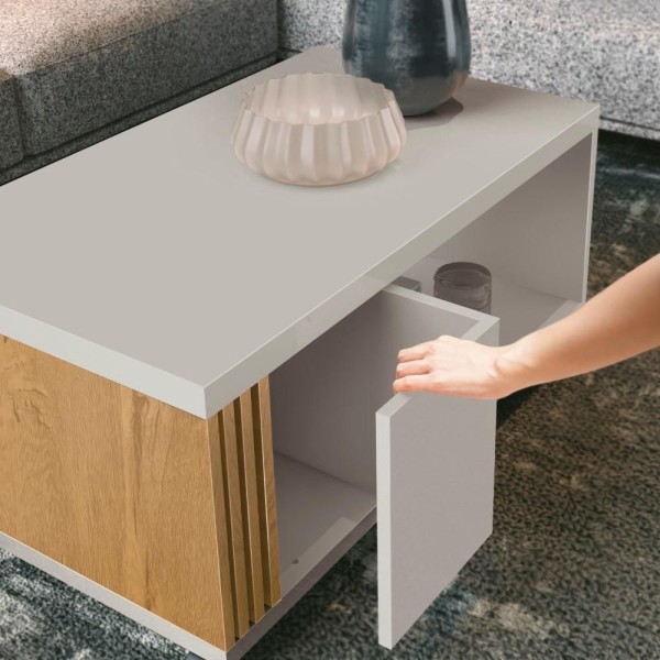 Encontraproduto.com.br - Mesa De Centro Ripada Com Mesa Para Notebook Havaí Fendi/freijó