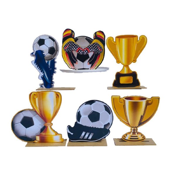 Kit Display De Mesa 6 Peças Para Festa Futebol Mdf