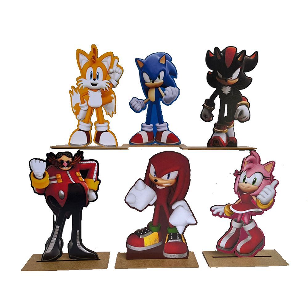 Encontraproduto.com.br - Kit Display De Mesa 6 Peças Para Festa Sonic Mdf