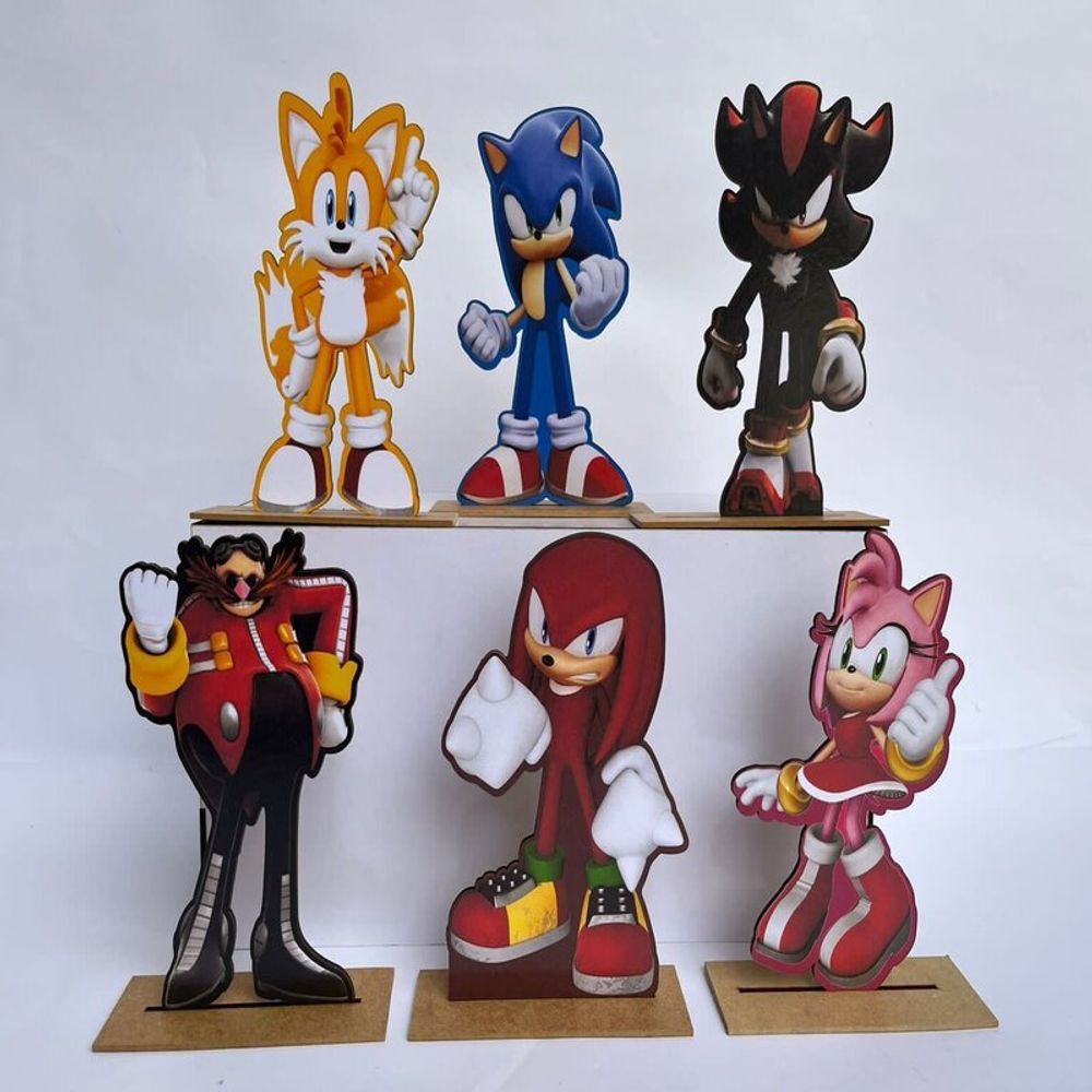 Encontraproduto.com.br - Kit Display De Mesa 6 Peças Para Festa Sonic Mdf