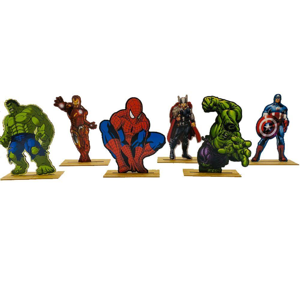 Encontraproduto.com.br - Kit Display De Mesa 6 Peças Festa Vingadores Desenho Mdf