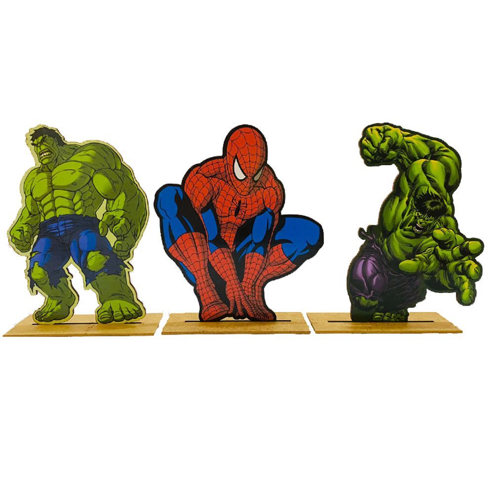Encontraproduto.com.br - Kit Display De Mesa 6 Peças Festa Vingadores Desenho Mdf