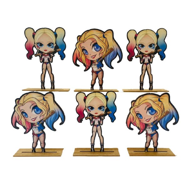 Kit Display De Mesa 6 Peças Para Festa Arlequina Cute Mdf