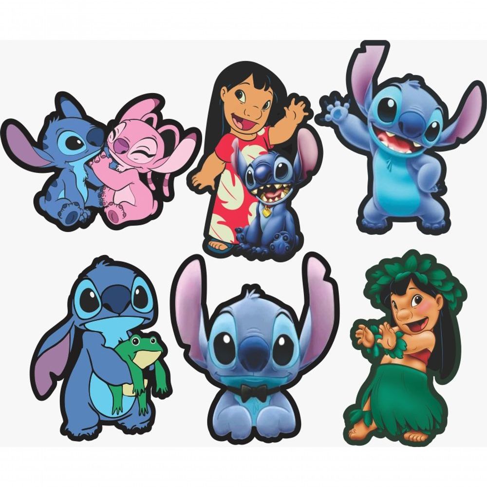 Encontraproduto.com.br - Kit Display De Mesa 6 Peças Para Festa Lilo E Stitch Var Mdf