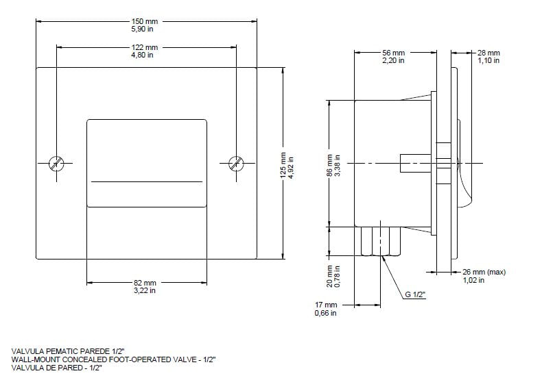 Encontraproduto.com.br - Válvula para Parede Pematic Inox 17012000 Docol