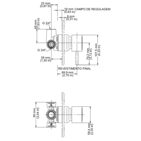 Encontraproduto.com.br - Acabamento monocomando para chuveiro baixa pressão 3/4