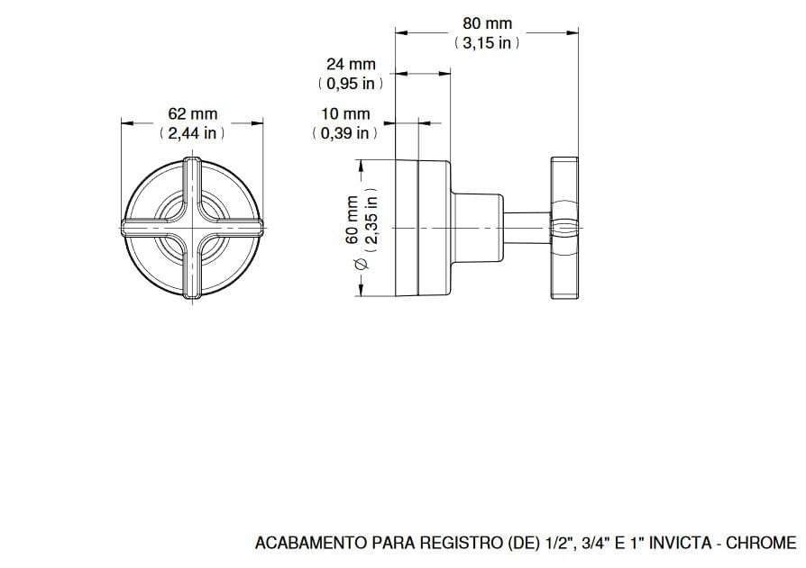 Encontraproduto.com.br - Acabamento para Registro Docol Invicta 723306 para Base Deca 1/2