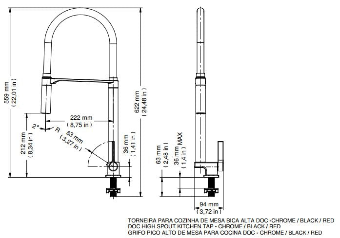 Encontraproduto.com.br - Torneira Docol Doc 738979 de Bancada Cromada / Vermelha
