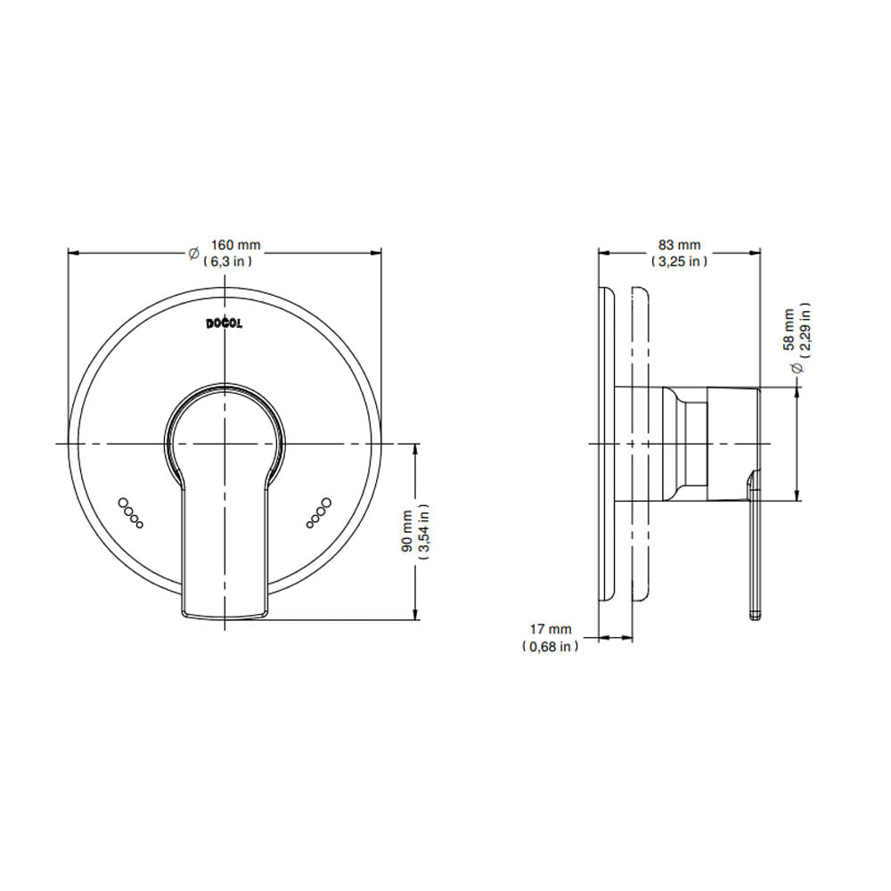 Encontraproduto.com.br - Acabamento Monocomando Para Chuveiro Baixa Pressão 3/4 Argon - Docol