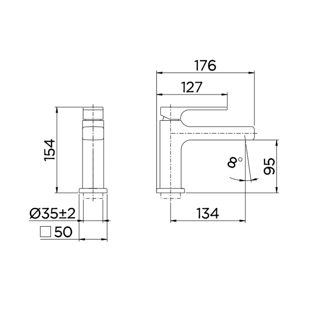 Misturador Monocomando para Banheiro Mesa Bica Baixa Edge Cobre Escovado - 00849669 - Docol