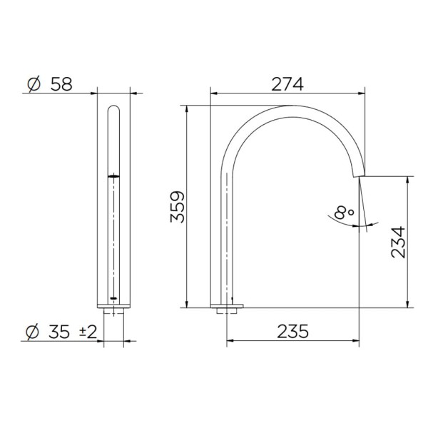 Encontraproduto.com.br - Bica para Banheiro de Mesa 360mm Mix&Match Cromado - 00926106 - Docol