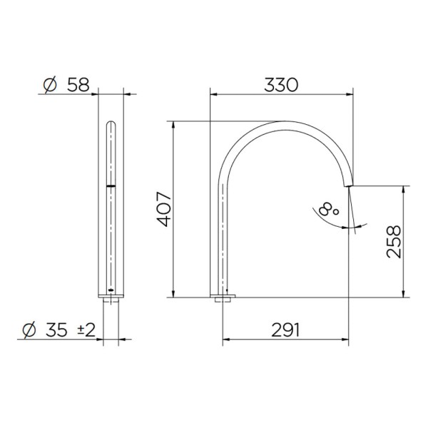 Encontraproduto.com.br - Bica para Banheiro de Mesa 410mm Mix&Match Cobre Escovado - 00926269 - Docol