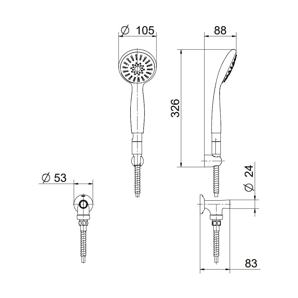 Encontraproduto.com.br - Ducha Manual Redonda para Chuveiro com Flexível de 1,8m Cromada - 00934106 - Docol