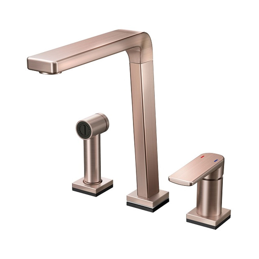 Misturador Monocomando para Cozinha Mesa Bistrô Tech com Ducha Manual Cobre Escovado - 00699469 - Docol