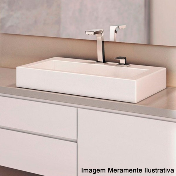 Encontraproduto.com.br - Cuba De Apoio Docol 61x46 970326 Mesa Retangular Branca Acabamento Esmaltado Cor Branco