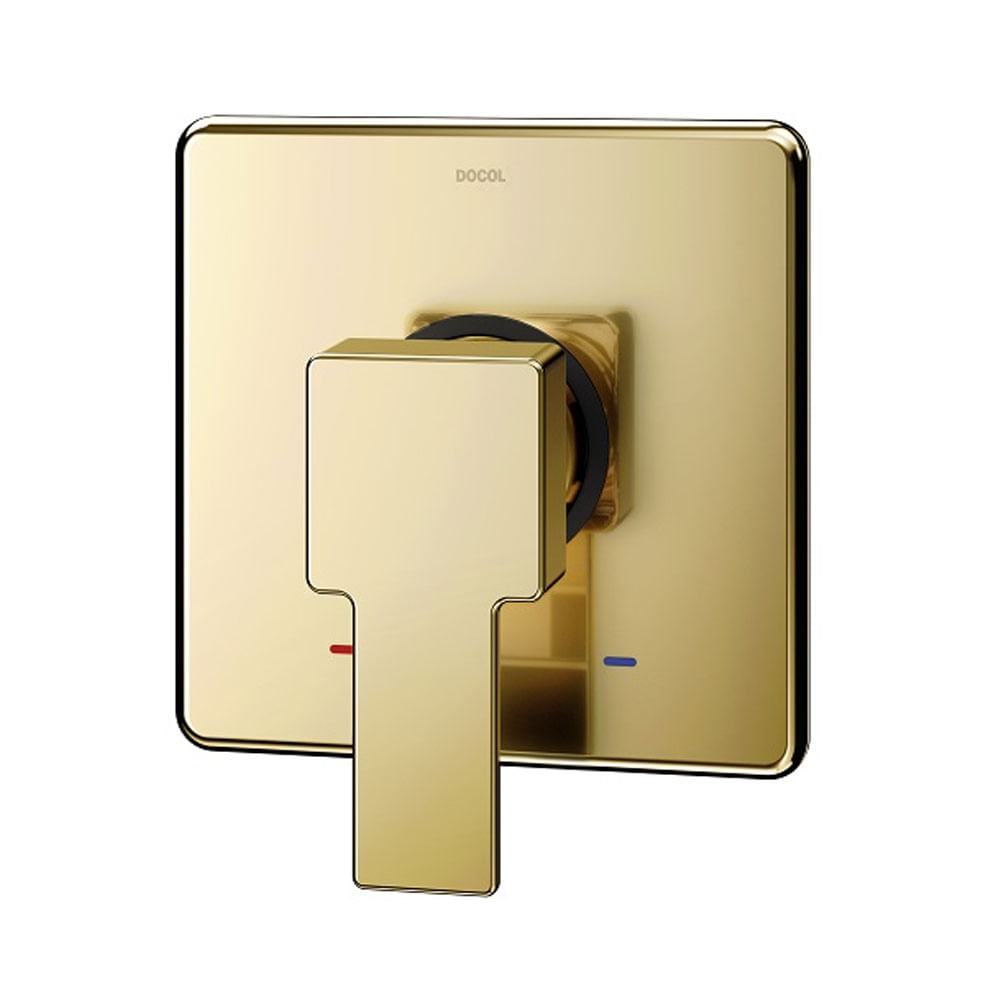 Acabamento Monocomando Para Chuveiro E Ducha Higiênica Edge Ouro Polido Base Deca - Docol