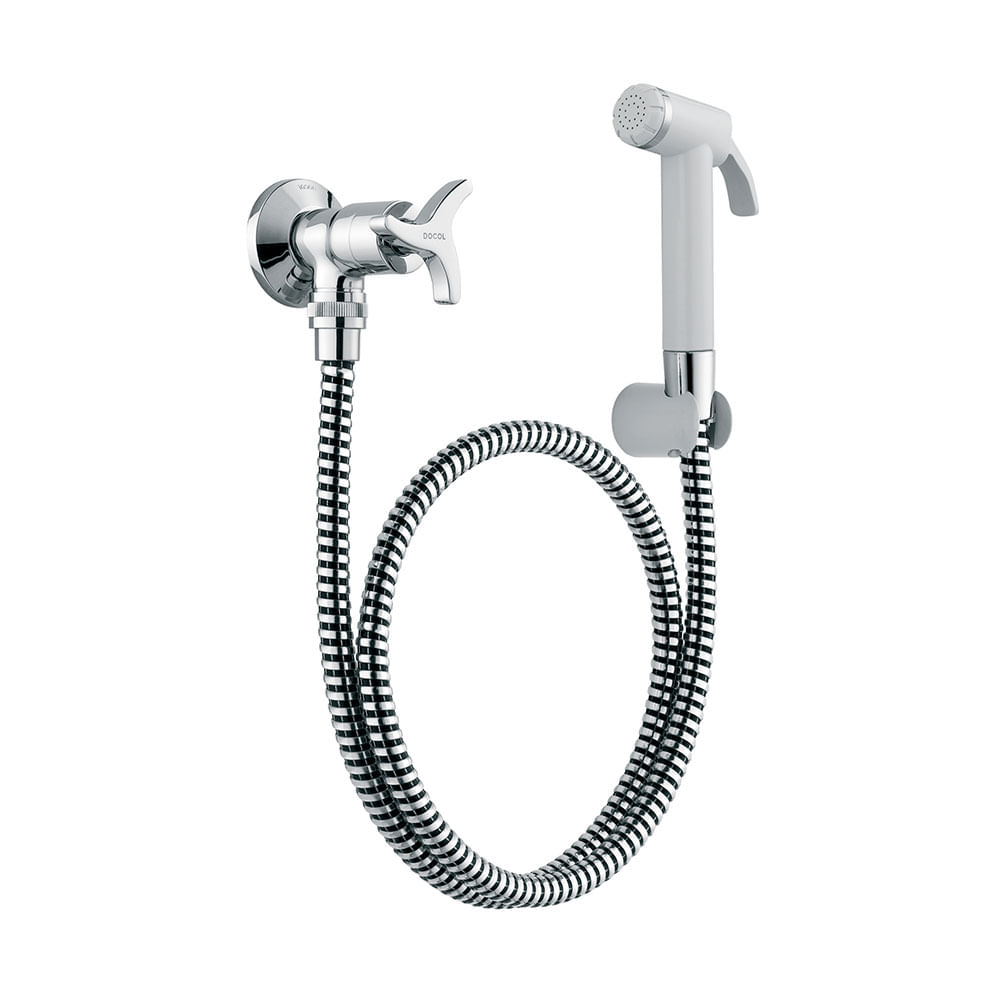 Encontraproduto.com.br - Ducha Higiênica Docol Trio 1258106 com Registro Branco / Cromado