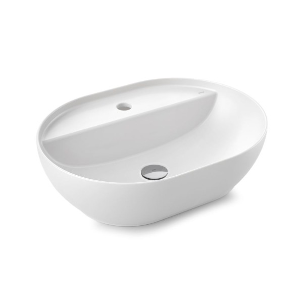 Encontraproduto.com.br - Cuba de Apoio Docol 51x39 1723126 Oval com Mesa Branca Esmaltada