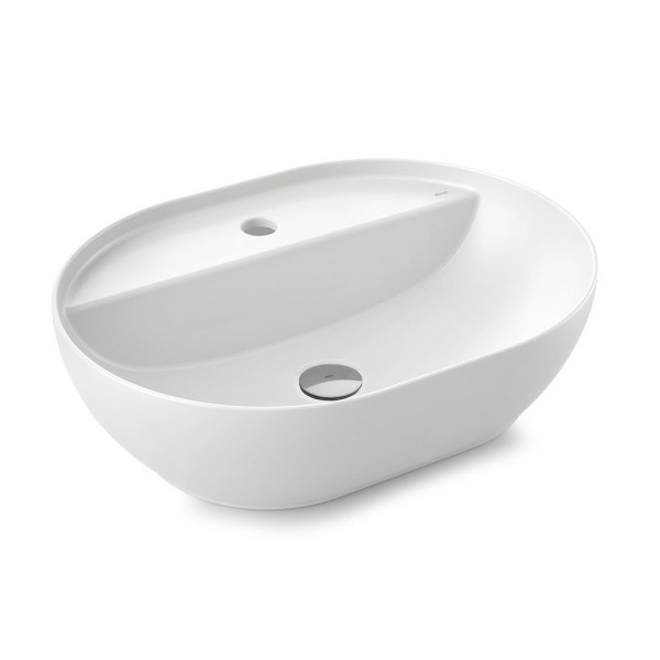 Encontraproduto.com.br - Cuba de Apoio Docol 51x39 1723126 Oval com Mesa Branca Esmaltada
