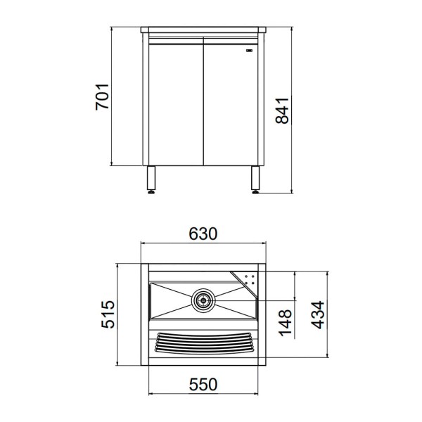 Encontraproduto.com.br - Tanque Inox 35 L Alto Brilho com Gabinete em MDF Branco 63 x 51,5 x 85,2 cm Docol