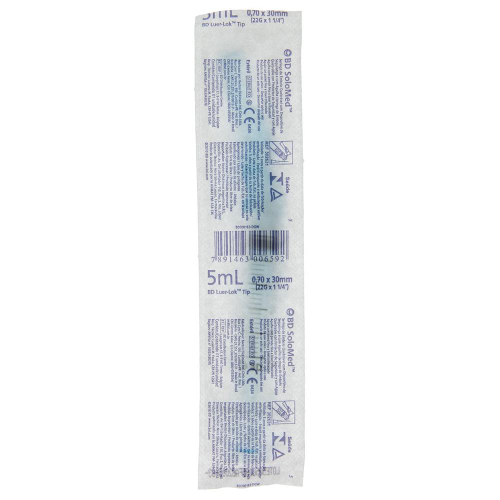 Encontraproduto.com.br - Seringa Descartável Solomed 5ml com Agulha 30mmx7mm 1 Unidade