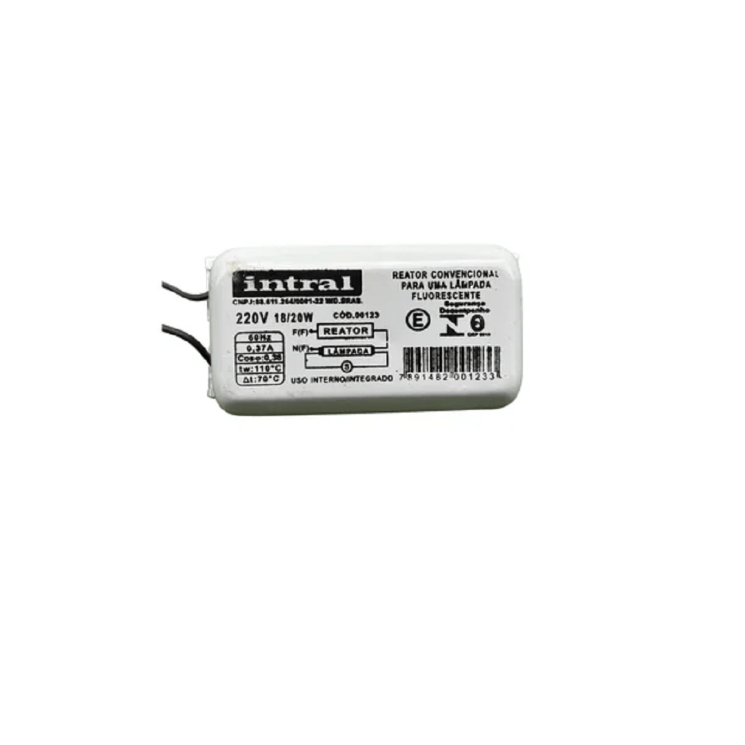 Encontraproduto.com.br - Reator Convencional  para Lampada Fluorescente T-12 220V 18/20W - 00123 - Intral