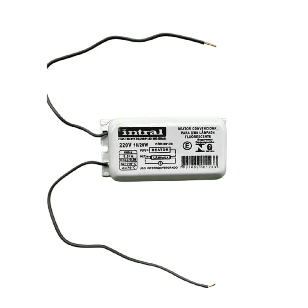 Encontraproduto.com.br - Reator Convencional  para Lampada Fluorescente T-12 220V 18/20W - 00123 - Intral