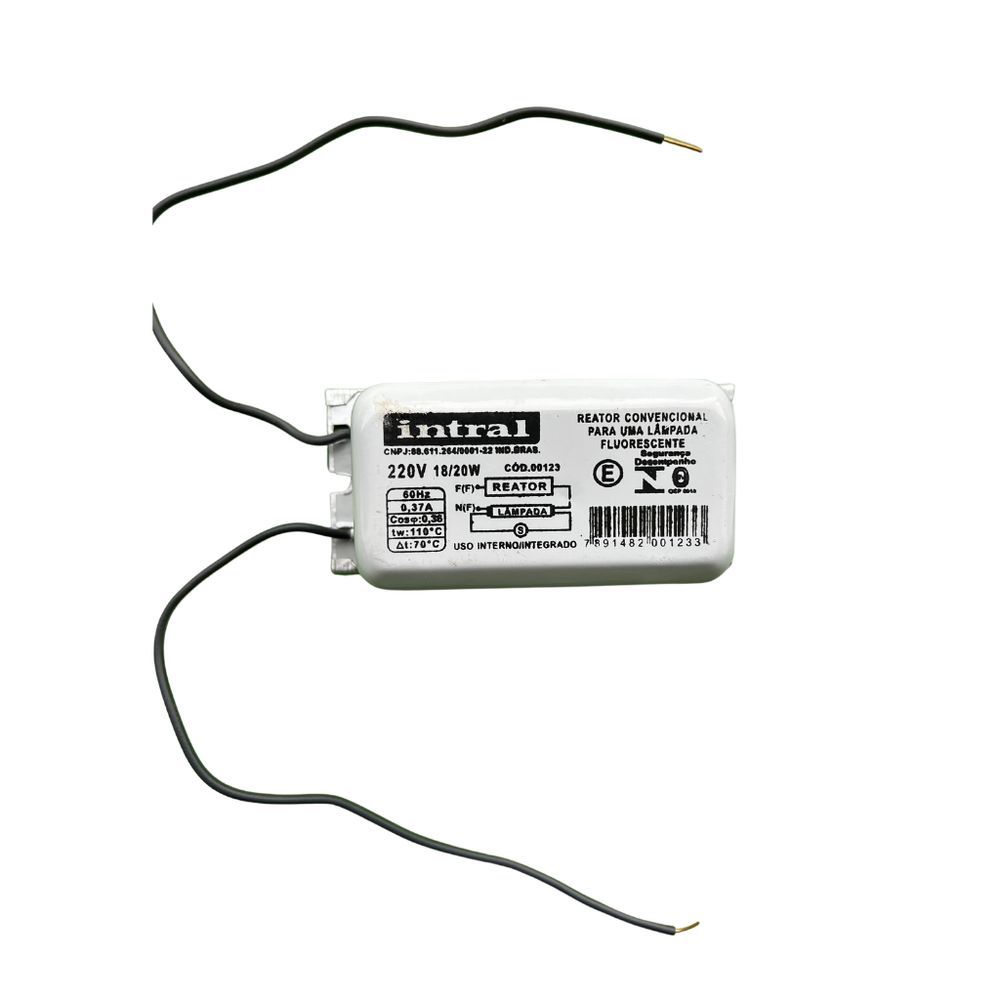 Encontraproduto.com.br - Reator Convencional  para Lampada Fluorescente T-12 220V 18/20W - 00123 - Intral